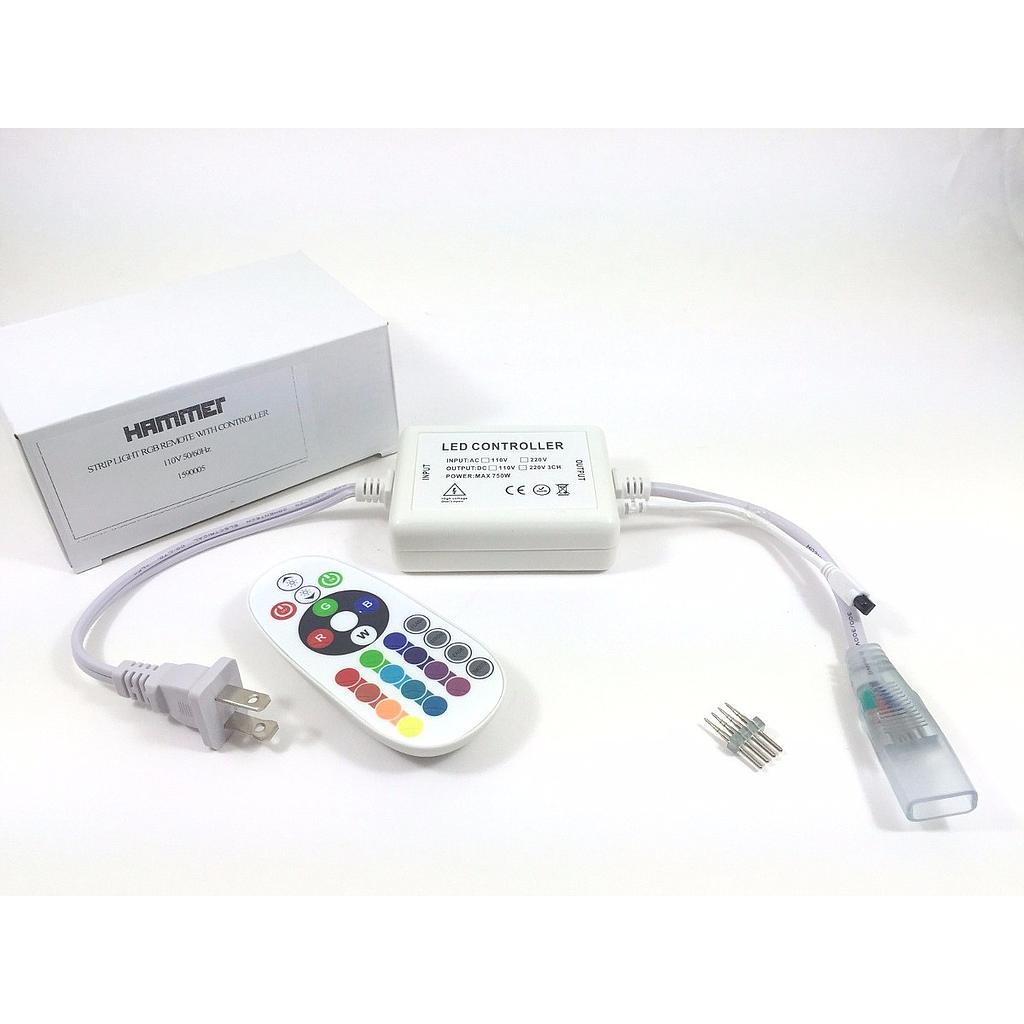 CONECCION CINTA LED 110V RGB+CONTROL 